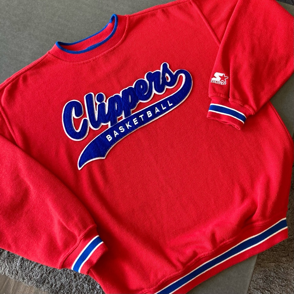 RARE Vintage 90s Los Angeles Clippers STARTER Embroidered Crewneck Sweatshirt 🏀